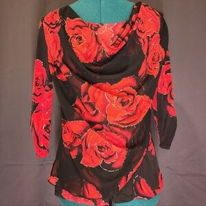 Striking Red Floral Women's Top